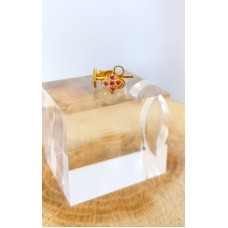 Σκουλαρίκια καρφωτά Χρυσά 14Κ με κόκκινο ζιργκόν (E283)